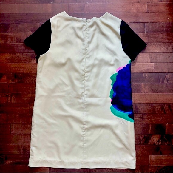 CECE Cynthia Steffe Yellow Kayte Floral Graphic Shift Mini Dress Size 12 - Picture 6 of 10